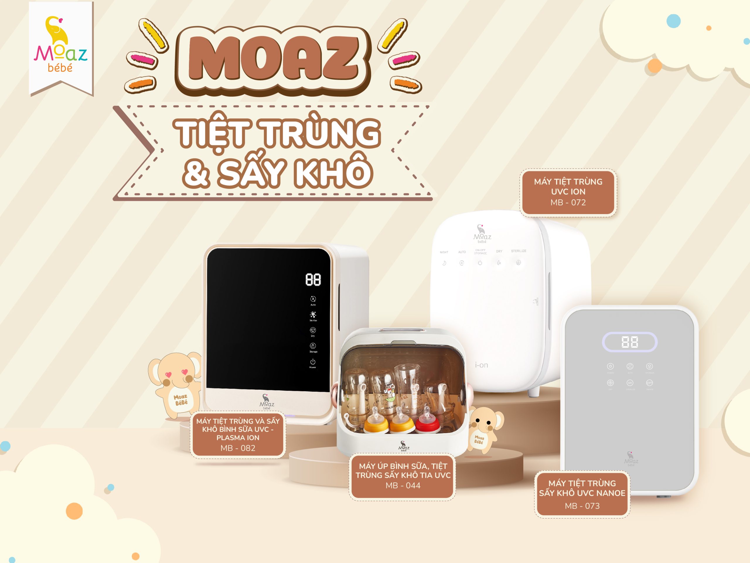 Máy tiệt trùng bình sữa Moaz BéBé