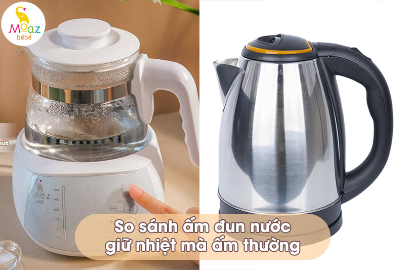 So sánh ấm đun nước giữ nhiệt mà ấm thường
