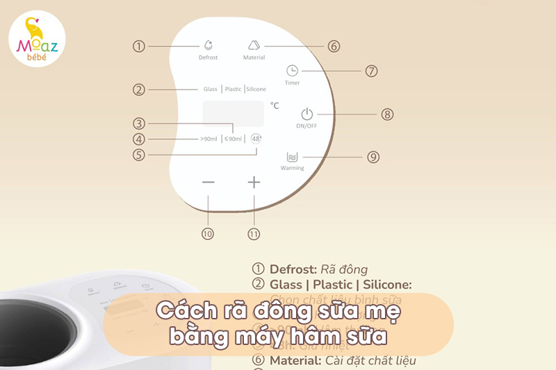 cách rã đông sữa mẹ bằng máy hâm sữa